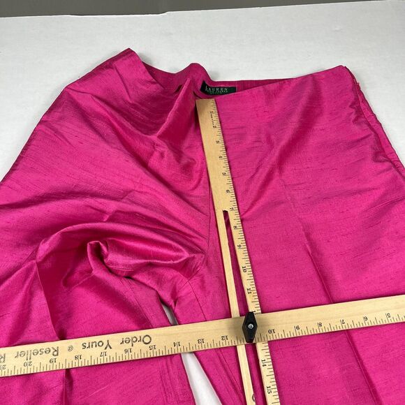Lauren Ralph Lauren Silk Pants Fuschia Pink Side Zip Trousers 12P PETITE FLAW - Picture 8 of 14